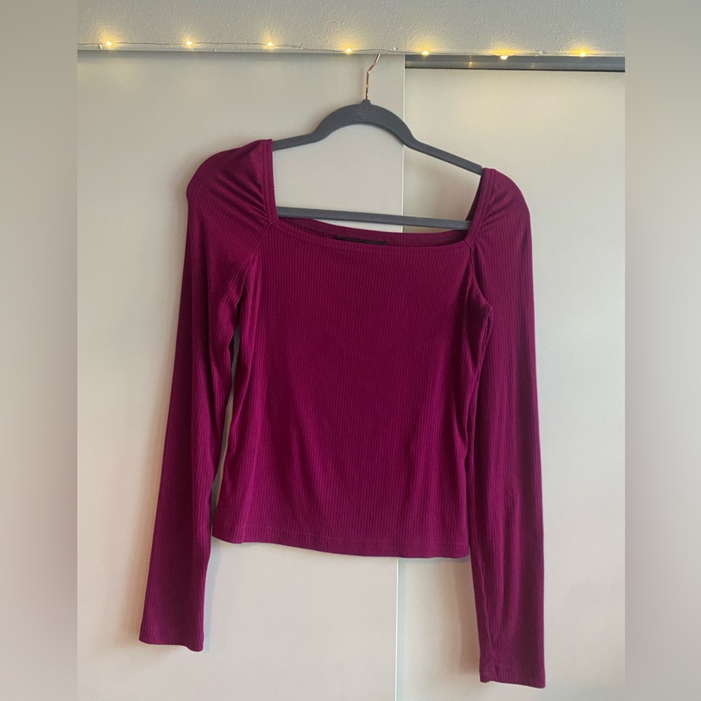 Banana Republic Ribbed Square Neck Long Sleeve Size Small